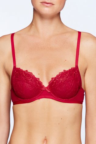 Red/Cream Lizzie Non Padded Embroidery Bras 2 Pack